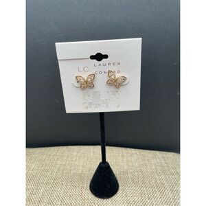 Lauren Conrad Butterfly Gold Tone Earrings Post Style Dainty New